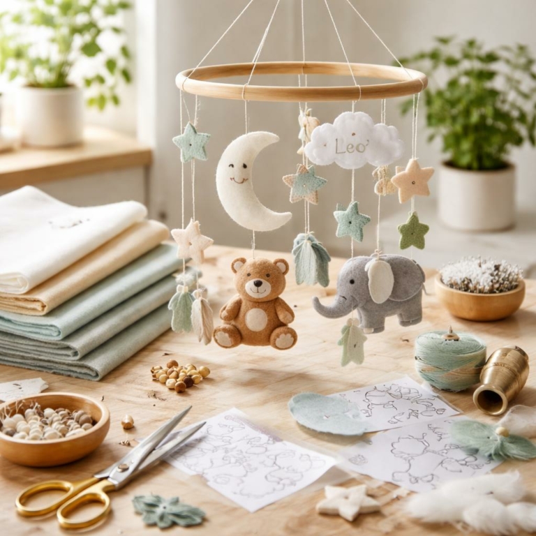 Mobile en feutrine DIY — idée cadeau de naissance originale, facile et personnalisable